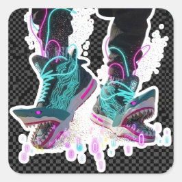 Pegatina Cuadrada Funny Surreal Italian Meme Art - Abstract Brainrot