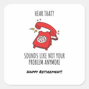 Pegatina Cuadrada Funny tarjeta de retiro de teléfono rojo Ilustraci