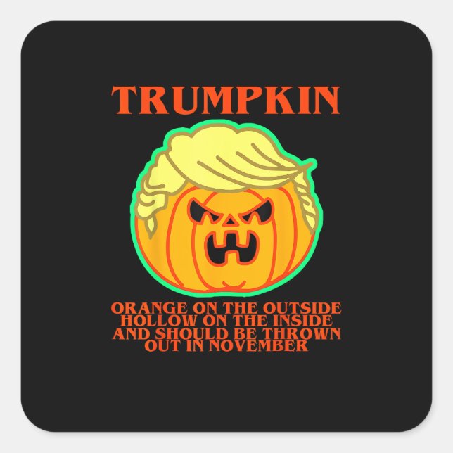 Pegatina Cuadrada Funny Trumpkin (Anverso)