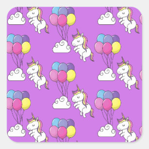 Pegatina Cuadrada Funny Unicorn Pattern Magic Horse