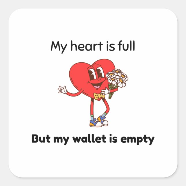 Pegatina Cuadrada Funny Valentine's (Anverso)