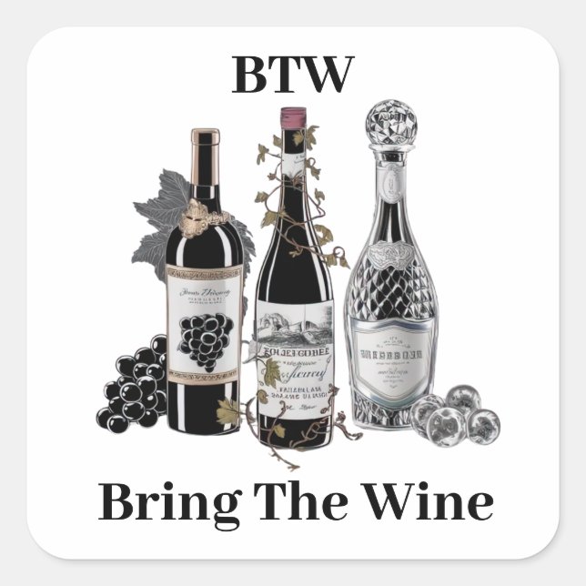 Pegatina Cuadrada Funny Wine Bottles Pegatinas (Anverso)