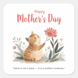 Pegatina Cuadrada Furry Love on Mother’s Day