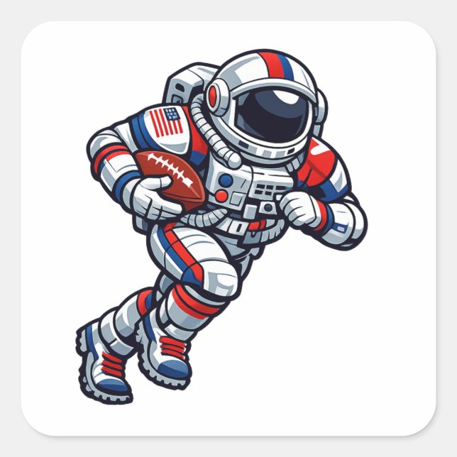 Pegatina Cuadrada Fútbol Astronauta (Anverso)
