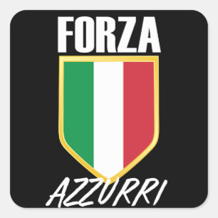 Pegatina Cuadrada Fútbol Bandera de Forza Azzurri