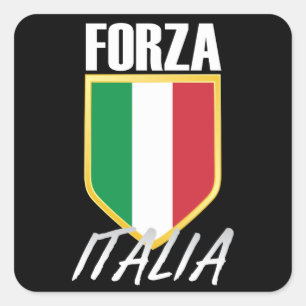 Pegatina Cuadrada Fútbol de Bandera Italiana Forza Italia
