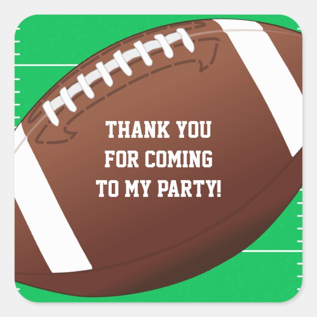 Pegatina Cuadrada Fútbol Deportivo Fiesta de Cumpleaños (Anverso)