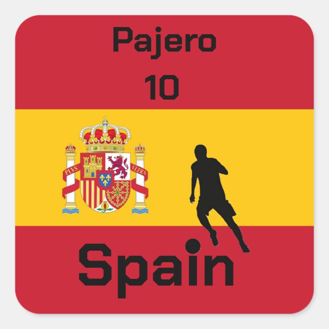 Pegatina Cuadrada Fútbol en España, personalizable (Anverso)