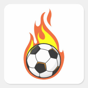 Pegatina Cuadrada Fútbol en llamas
