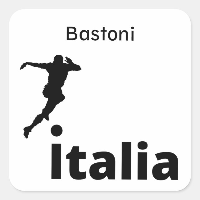 Pegatina Cuadrada Fútbol Italia, personalizable (Anverso)