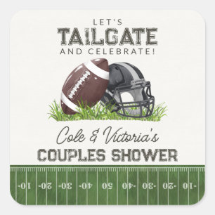 Pegatina Cuadrada Fútbol Tailgate y Celebran Parejas Touchdown