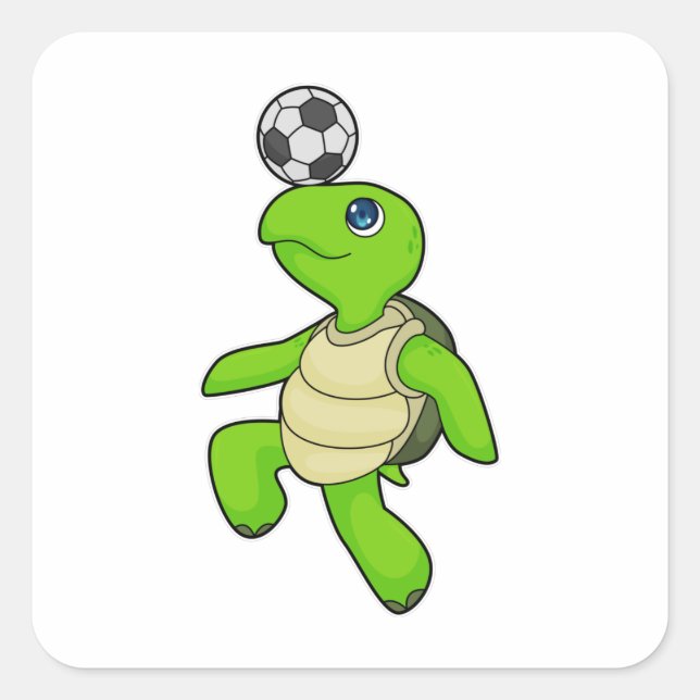 Pegatina Cuadrada Futbolista del Turtle Soccer (Anverso)