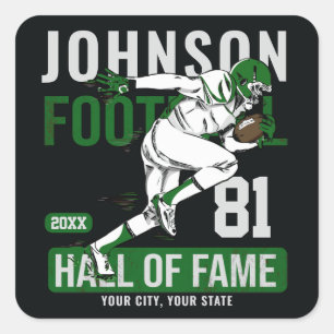 Pegatina Cuadrada Futbolista personalizado NÚMERO de equipo deportiv