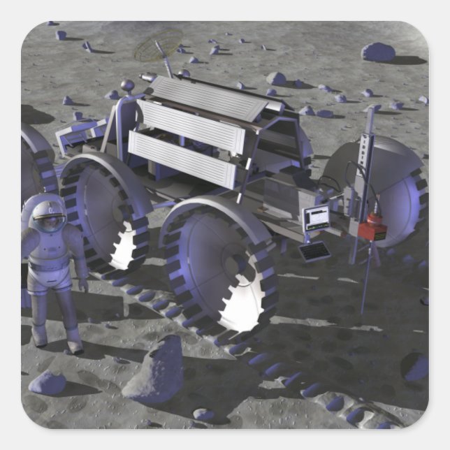 Pegatina Cuadrada Futuras misiones de exploración espacial 10 (Anverso)
