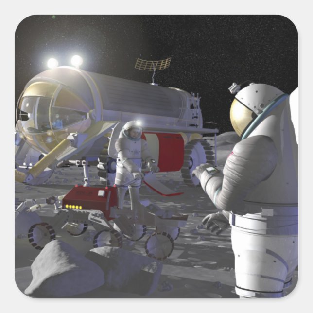 Pegatina Cuadrada Futuras misiones de exploración espacial 12 (Anverso)