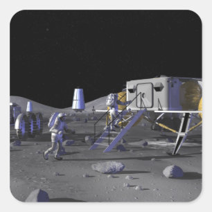 Pegatina Cuadrada Futuras misiones de exploración espacial 13