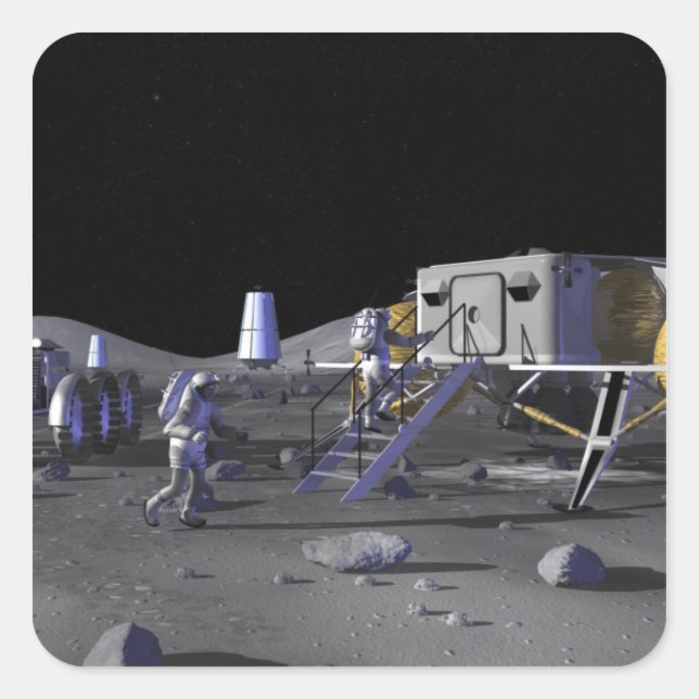 Pegatina Cuadrada Futuras misiones de exploración espacial 13 (Anverso)