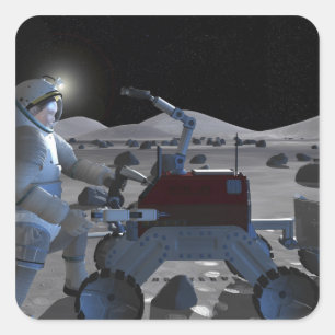 Pegatina Cuadrada Futuras misiones de exploración espacial 7