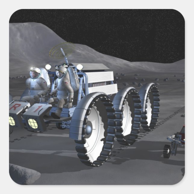 Pegatina Cuadrada Futuras misiones de exploración espacial 8 (Anverso)