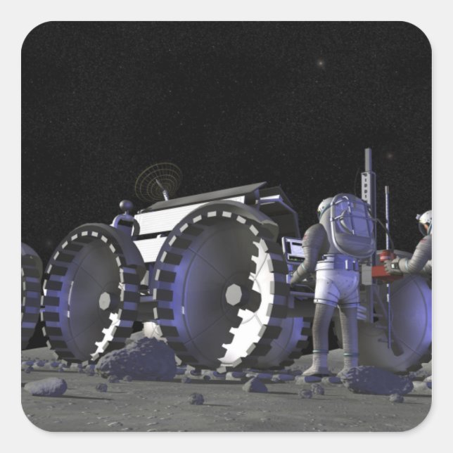 Pegatina Cuadrada Futuras misiones de exploración espacial 9 (Anverso)