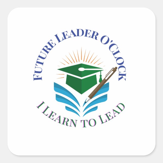 Pegatina Cuadrada Future Leader O'Clock – Aprende a Liderar | Motiva (Anverso)