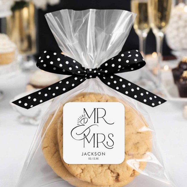 Pegatina Cuadrada Future Mr and Mrs Engagement (Future Mr and Mrs Engagement Favor stickers)