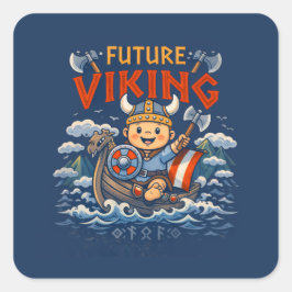 Pegatina Cuadrada Future Viking Funny Norwegian Stickers