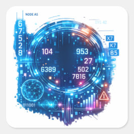 Pegatina Cuadrada Futuristic AI System Sticker – Cyber Tech Data Hea