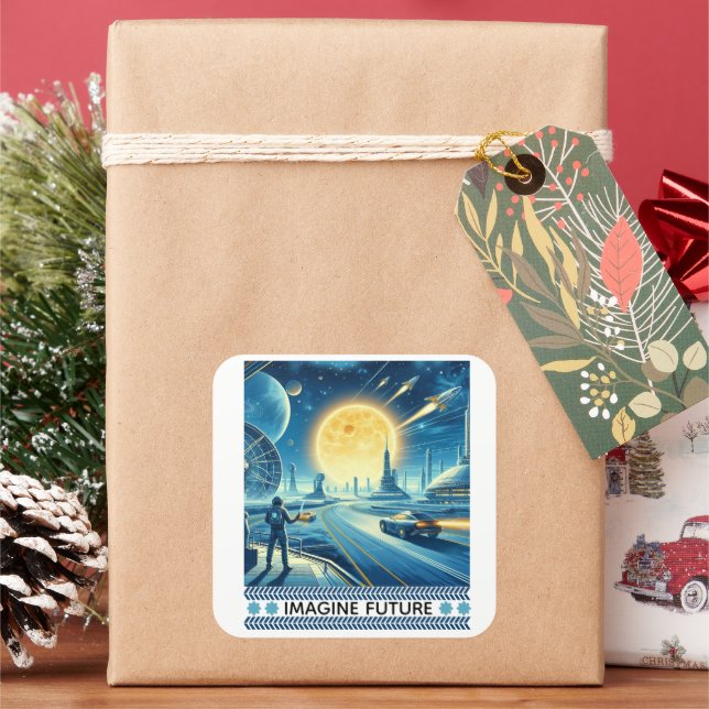 Pegatina Cuadrada futuro (Vacaciones)