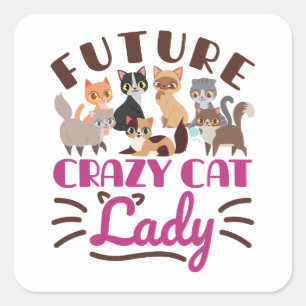 Pegatina Cuadrada Futuro Gato Loco