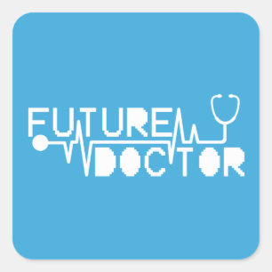 Pegatina Cuadrada Futuro médico medicina Estetoscopio