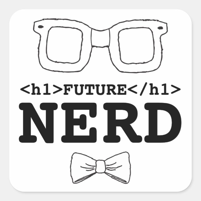 Pegatina Cuadrada Futuro Nerd Clipart Nerd Glasses Clipart Diseño Cl (Anverso)
