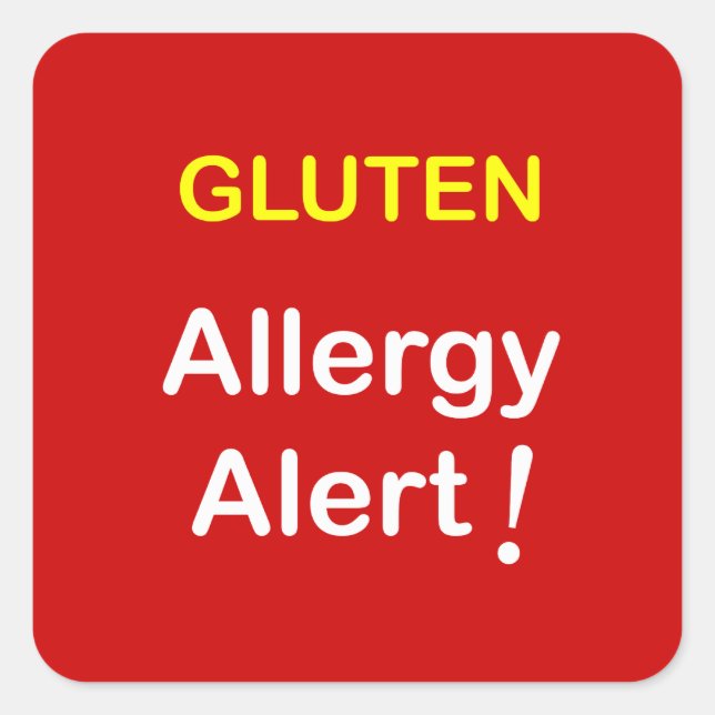 Pegatina Cuadrada g1 - Alerta alérgica - GLUTEN. (Anverso)