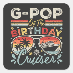 Pegatina Cuadrada G-Pop de vacaciones de crucero de cumpleaños