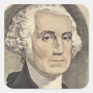 Pegatina Cuadrada G Washington, Currier e Ives