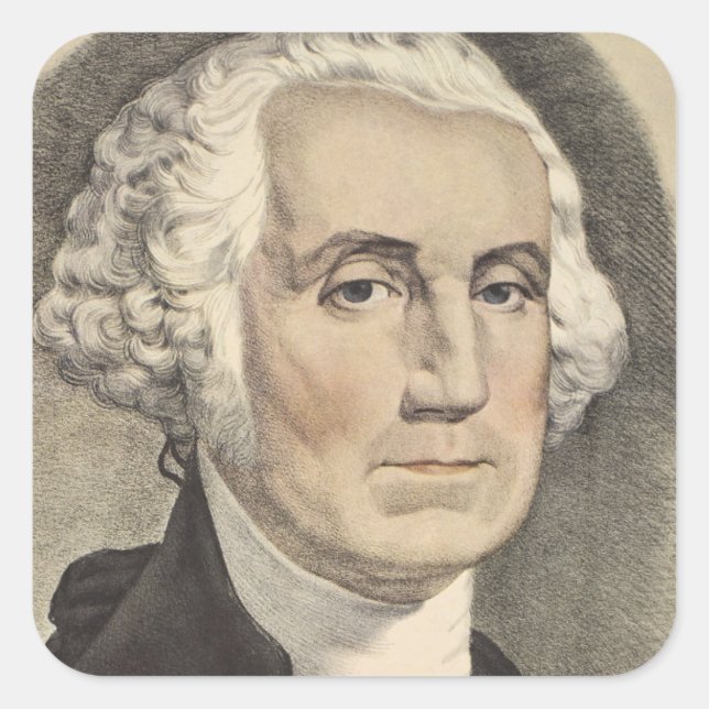 Pegatina Cuadrada G Washington, Currier e Ives (Anverso)