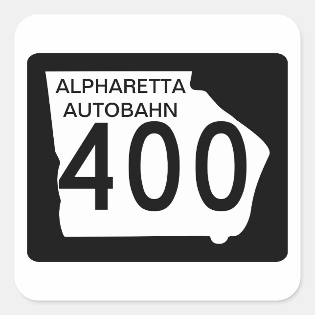 Pegatina Cuadrada GA 400 Alpharetta Autobahn (Anverso)