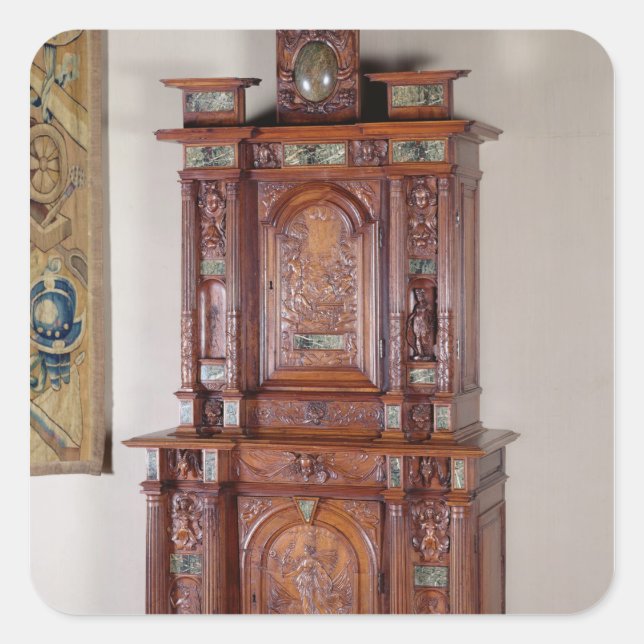 Pegatina Cuadrada Gabinete con dos secciones y doble puerta (Anverso)