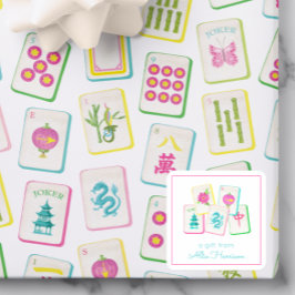 Pegatina Cuadrada Gabinete de mosaicos de color azul Mahjong