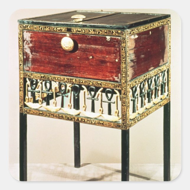 Pegatina Cuadrada Gabinete ordenado del tesoro de Tutankhamun (Anverso)