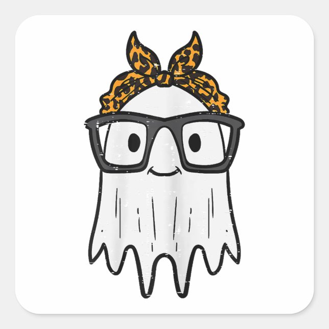 Pegatina Cuadrada Gafas de fantasma de Halloween (Anverso)
