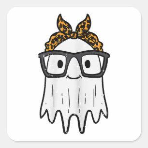 Pegatina Cuadrada Gafas de fantasma de Halloween