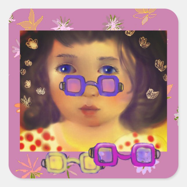 Pegatina Cuadrada Gafas de sol (Anverso)
