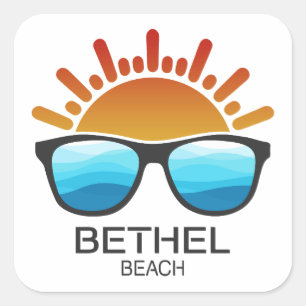 Pegatina Cuadrada Gafas de sol Bethel Beach Virginia