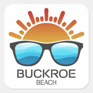 Pegatina Cuadrada Gafas de sol Buckroe Beach Virginia
