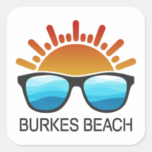 Pegatina Cuadrada Gafas de sol Burkes Beach Carolina del Sur