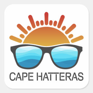Pegatina Cuadrada Gafas de sol Cape Hatteras Carolina del Norte