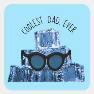 Pegatina Cuadrada Gafas de sol cubitos de hielo geniales. Papá. Jamá