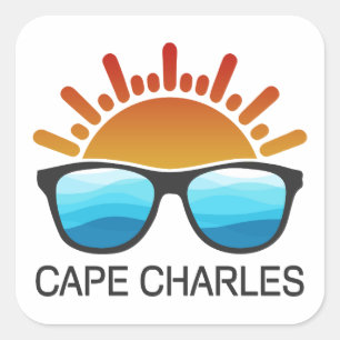 Pegatina Cuadrada Gafas de sol de Cape Charles Beach Virginia
