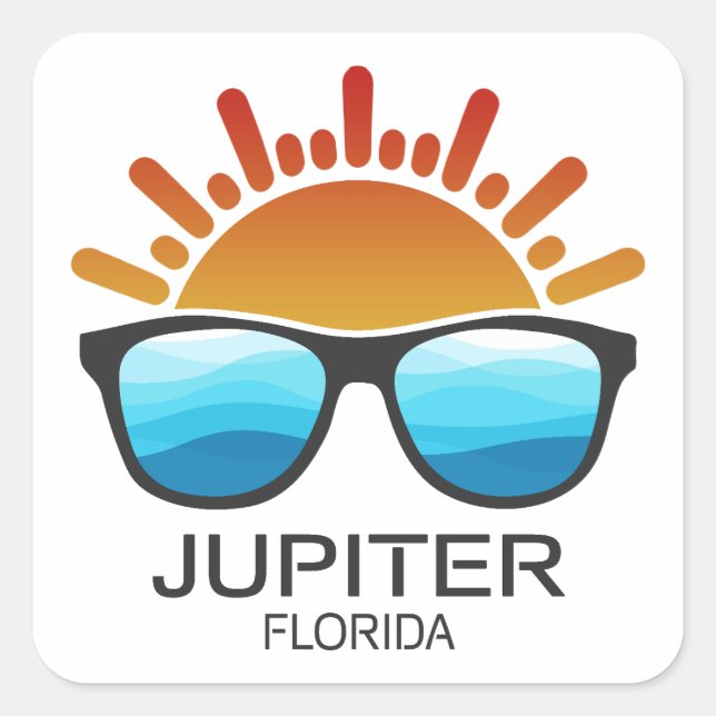Pegatina Cuadrada Gafas de sol de Júpiter Florida (Anverso)